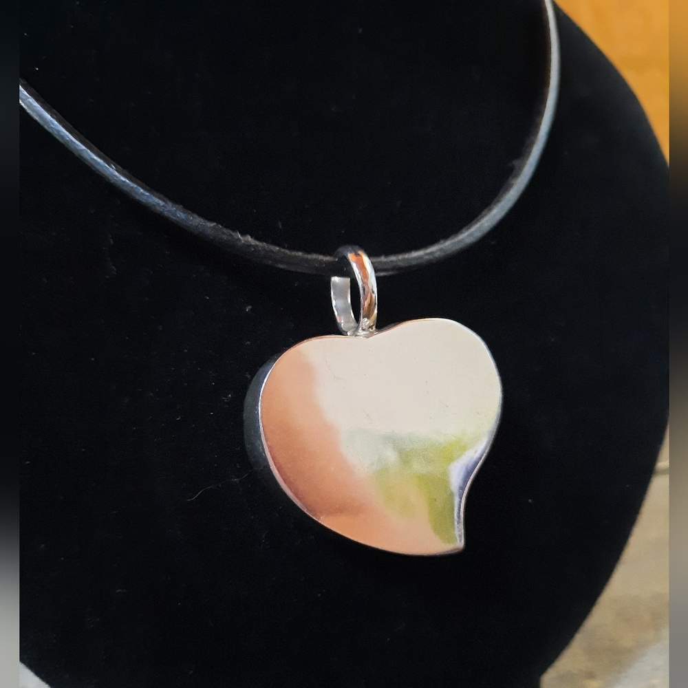 Vintage Sterling Silver 3D Puffy Heart Necklace